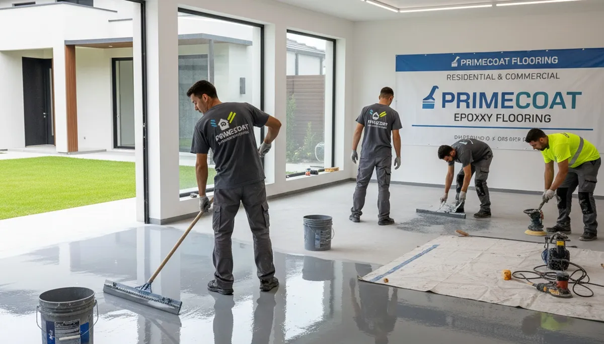 Epoxy garage floor coating in Cape Coral FL by professional painters for durable, glossy protection