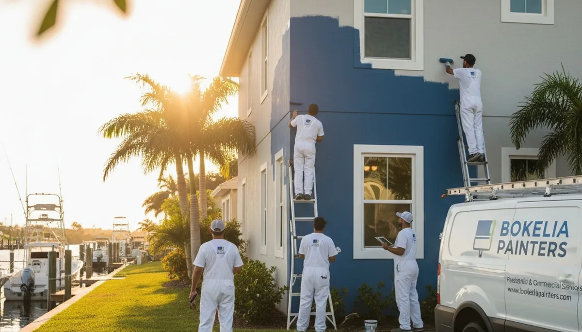 Professional house painters finishing exterior home repaint in Cape Coral, FL