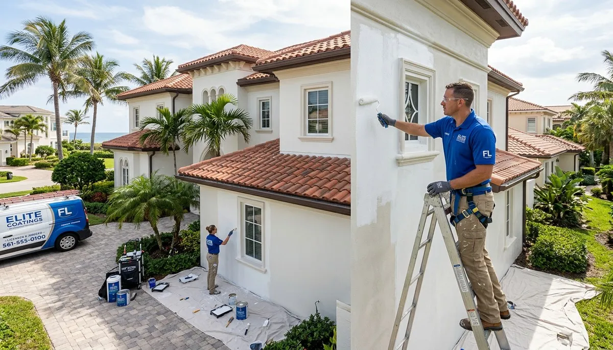 Professional house painters working on exterior home repaint in Cape Coral FL